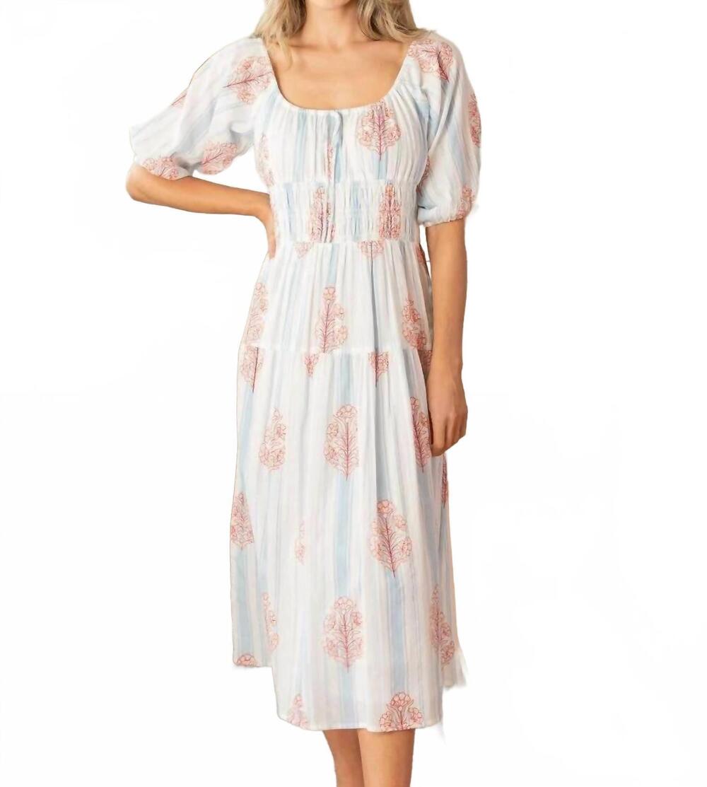NEW SIMPLY SOUTHERN floral puff sleeve midi dress in blue